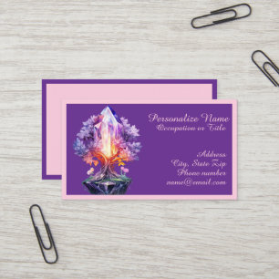 Mystical Crystal Tree Radiant Gemstone Fantasy Art Business Card