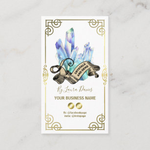 Mystical Crystal White And Gold Business Card