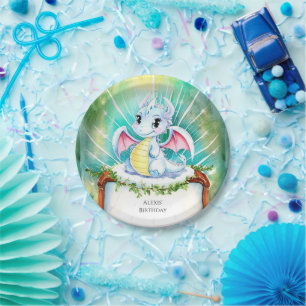 Mystical Cute Dragon Birthday Paper Plates