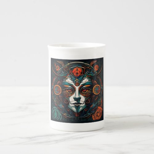 Mystical Cyber Tribal Face Art Mug