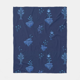 Mystical Cyberpunk Botanical Elements in Midnight  Fleece Blanket