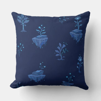 Mystical Cyberpunk Botanical Elements in Midnight  Throw Pillow