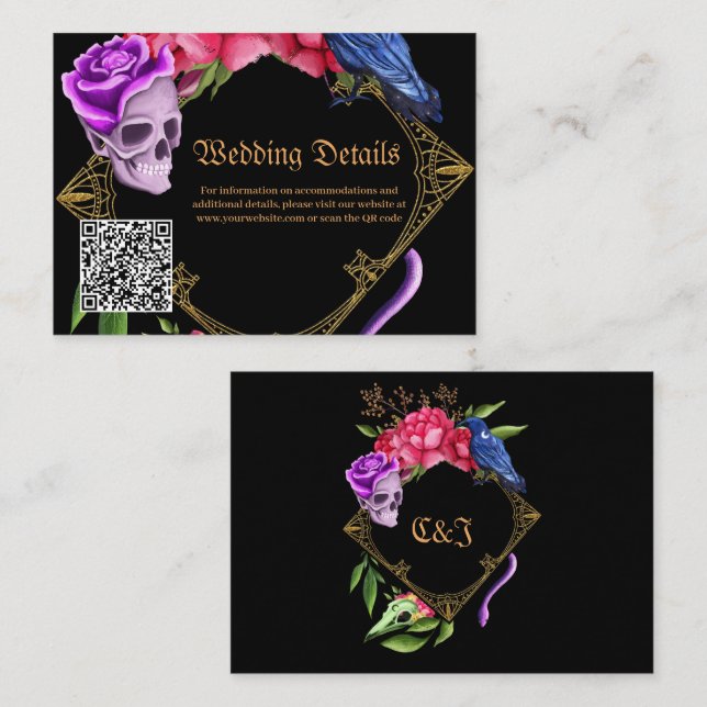 Mystical dark and romantic wedding design enclosure card (Front/Back)