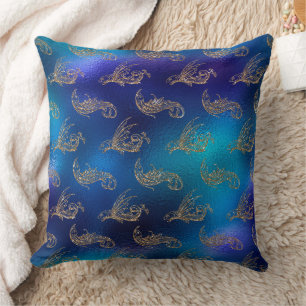 Mystical Dark Mermaid Scales & Ocean Trident illow Throw Pillow