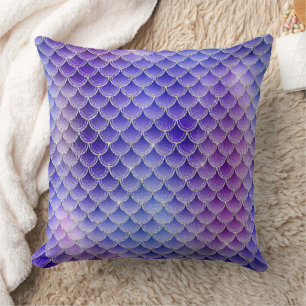 Mystical Dark Mermaid Scales & Ocean Trident illow Throw Pillow