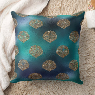 Mystical Dark Mermaid Scales & Ocean Trident illow Throw Pillow