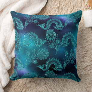 Mystical Dark Mermaid Scales & Ocean Trident illow Throw Pillow