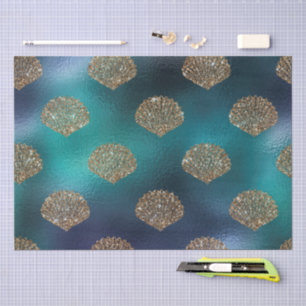 Mystical Dark Mermaid Scales & Ocean Trident illow Tissue Paper