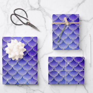 Mystical Dark Mermaid Scales & Ocean Trident illow Wrapping Paper Sheets