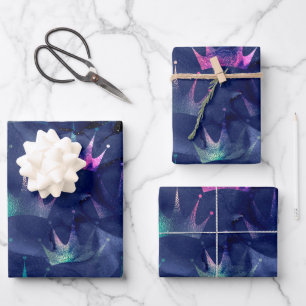 Mystical Dark Mermaid Scales & Ocean Trident illow Wrapping Paper Sheets