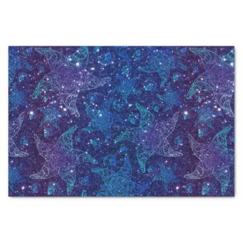 Mystical Deep Blue Starfish On Glitters Tissue Paper by AllAboutPattern at Zazzle