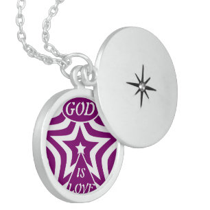 Mystical Deep Purple Pendant & Chain: "God Is Love