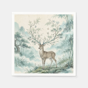 Mystical Deer Forest Watercolor Art Napkins