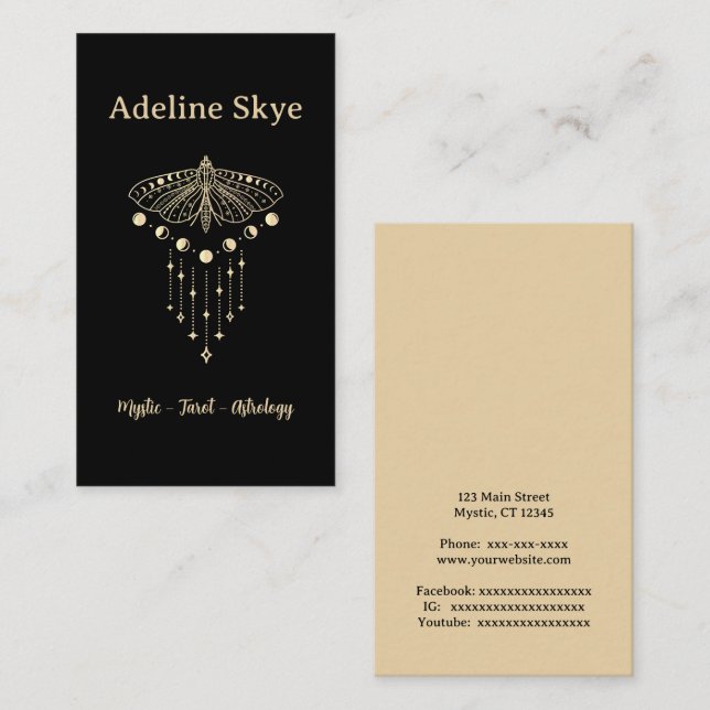 Mystical design with moth business card (Front/Back)