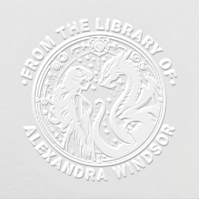Mystical Dragon and Princess Library Book Name Embosser (Design)