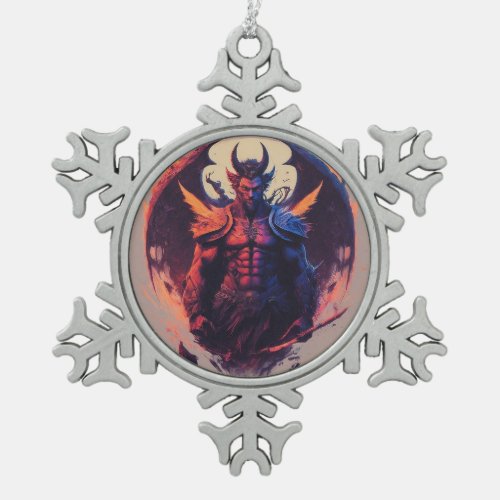 Mystical Dragon Art Pendant Snowflake Pewter Christmas Ornament