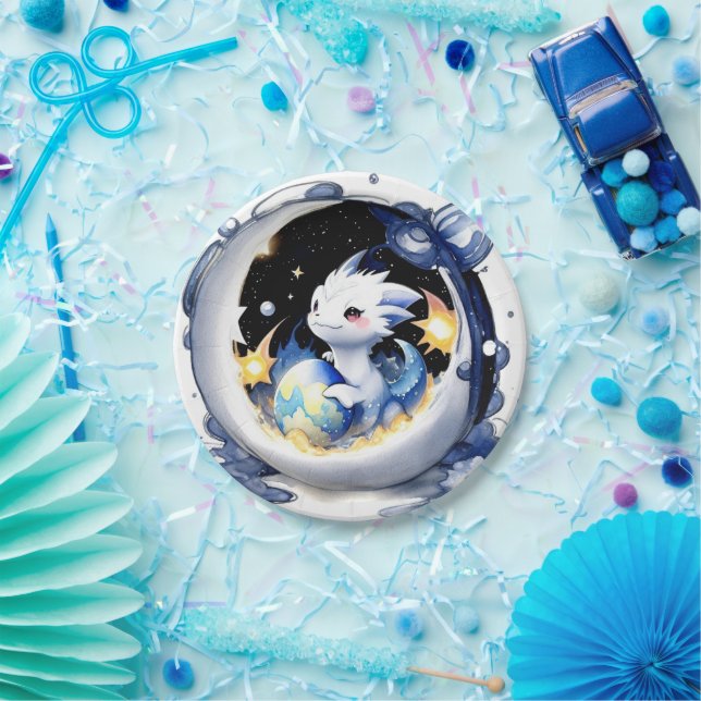Mystical Dragon Baby Shower Paper Plates (Party)