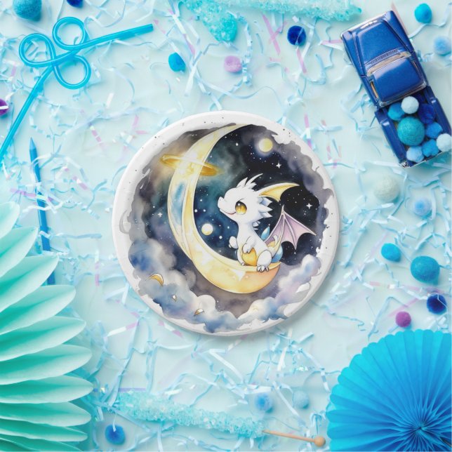 Mystical Dragon Baby Shower Paper Plates (Party)
