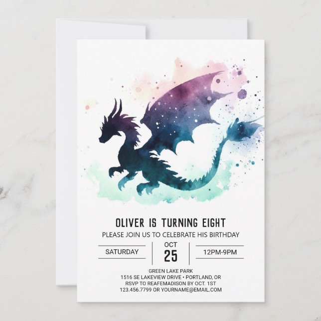 Mystical Dragon Birthday Customizable Invitation (Front)