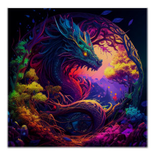 Mystical Dragon Enchanted Forest Fantasy Poster