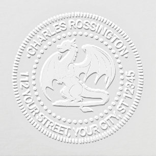 Mystical Dragon Silhouette #10 Name Return Address Embosser
