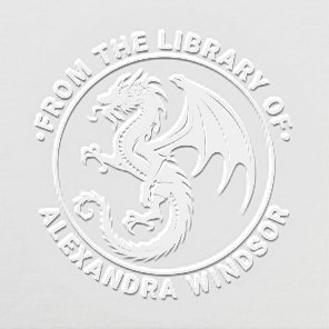 Mystical Dragon Silhouette #6 Library Book Name Embosser