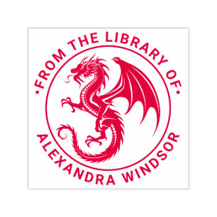 Mystical Dragon Silhouette #6 Library Book Name Self-inking Stamp