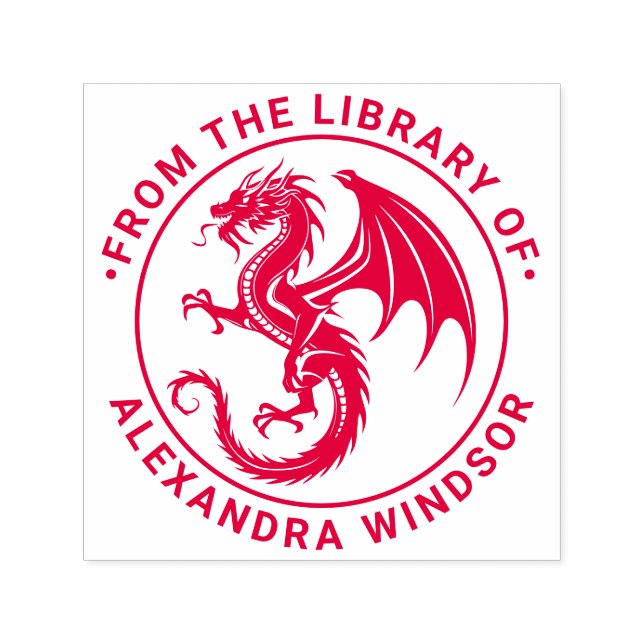 Mystical Dragon Silhouette #6 Library Book Name Self-inking Stamp (Design)