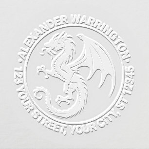 Mystical Dragon Silhouette #6 Name Return Address Embosser