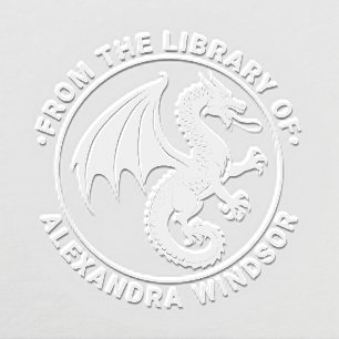 Mystical Dragon Silhouette #7 Library Book Name Embosser
