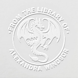 Mystical Dragon Silhouette #8 Library Book Name Embosser