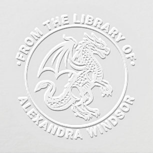 Mystical Dragon Silhouette #8 Library Book Name Embosser