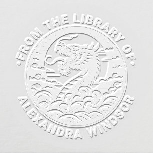 Mystical Dragon Silhouette #9 Library Book Name Embosser