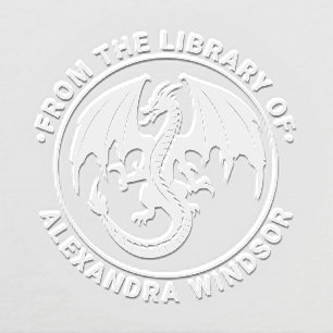 Mystical Dragon Silhouette #9 Library Book Name Embosser