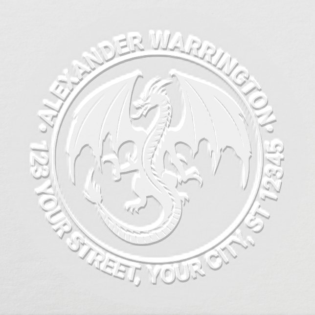 Mystical Dragon Silhouette #9 Name Return Address Embosser (Design)