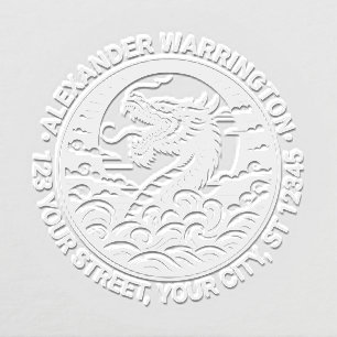Mystical Dragon Silhouette #9 Name Return Address Embosser