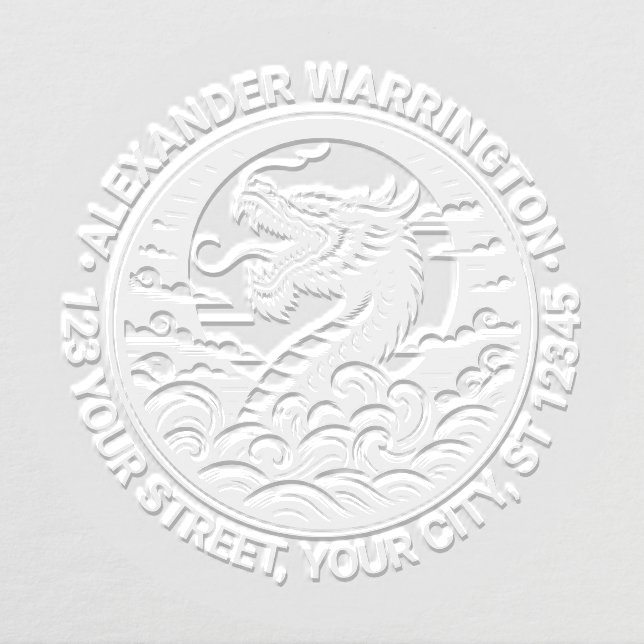 Mystical Dragon Silhouette #9 Name Return Address Embosser (Design)