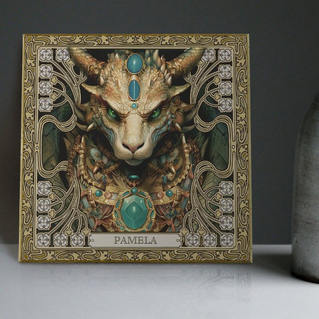 Mystical Dragon Spirit Altarpiece Personalized Ceramic Tile (Creator Uploaded)