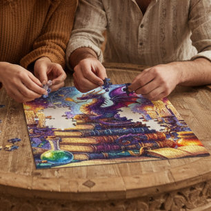 Mystical Dragon Wizard Books Jigsaw Puzzle