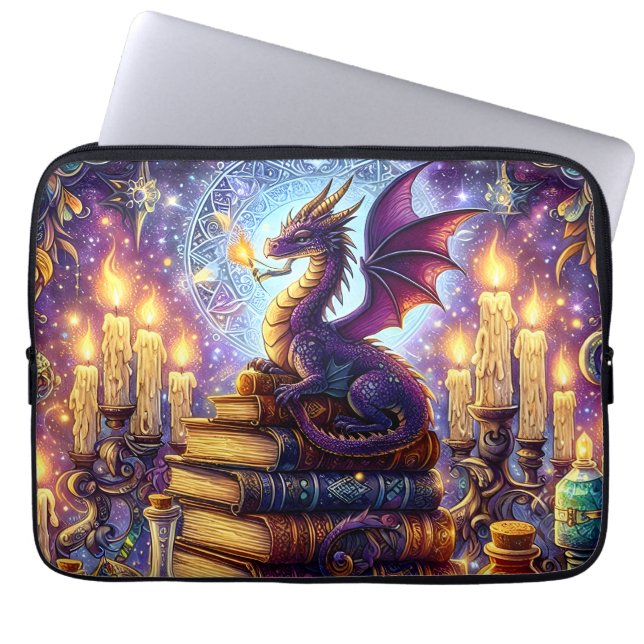 Mystical Dragon Wizard Books Laptop Sleeve (Front)