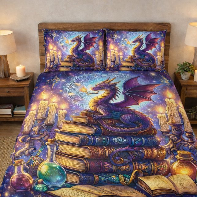 Mystical Dragon Wizard Books Pillow Case (Creator Uploaded)