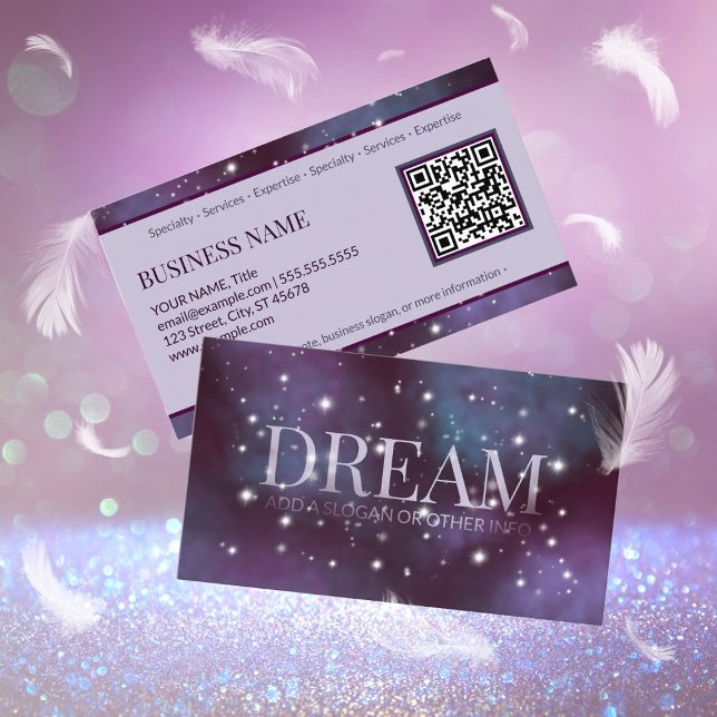 Mystical Dream Dusty Violet with More Stars Business Card (Creator Uploaded)