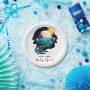 Mystical Dreamy Stars Baby Shower Paper Plates