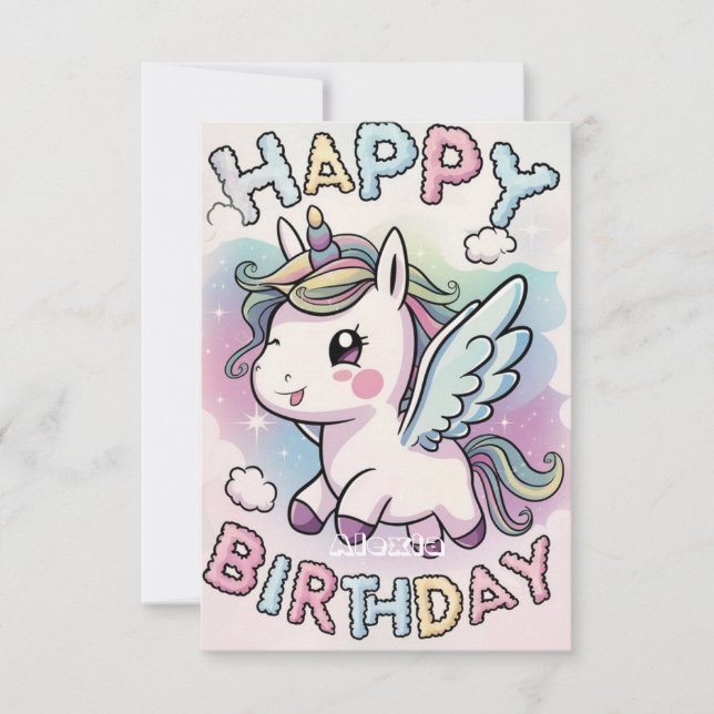 Mystical Dreamy Unicorn Birthday Card (Front)