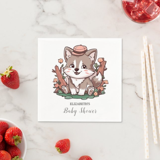 Mystical Dreamy Wolf Baby Shower Napkins (Insitu)