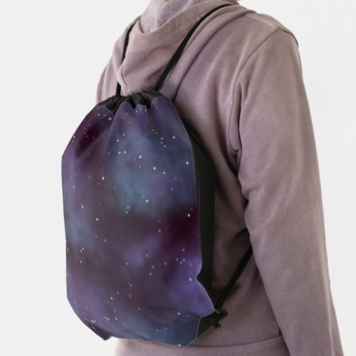 Mystical Dusty Violet Galaxy Drawstring Bag