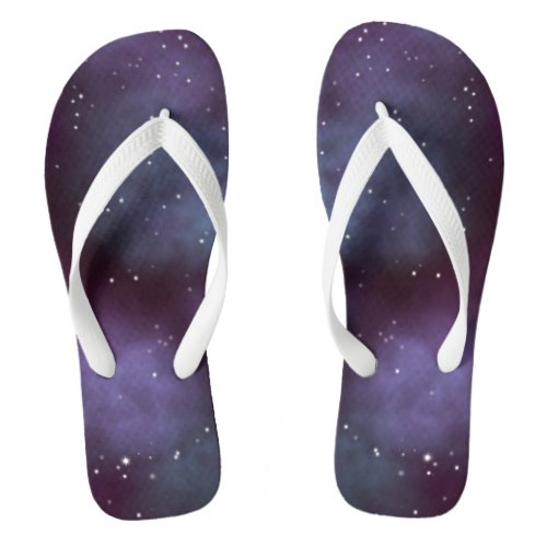 Mystical Dusty Violet Galaxy Flip Flops