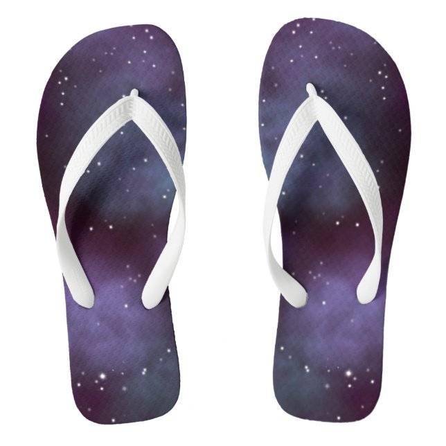 Mystical Dusty Violet Galaxy Flip Flops (Footbed)