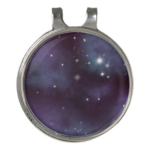 Mystical Dusty Violet Galaxy Golf Hat Clip