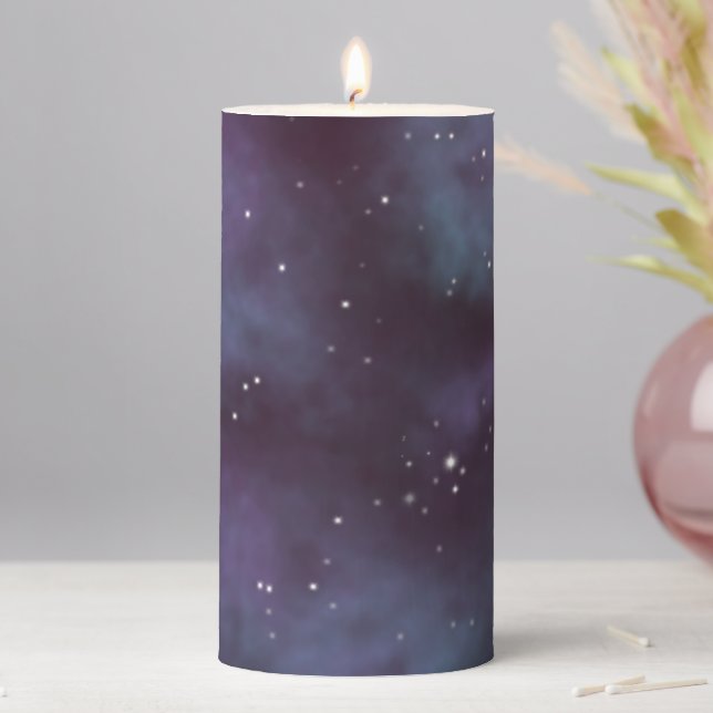 Mystical Dusty Violet Galaxy Pillar Candle (In Situ)